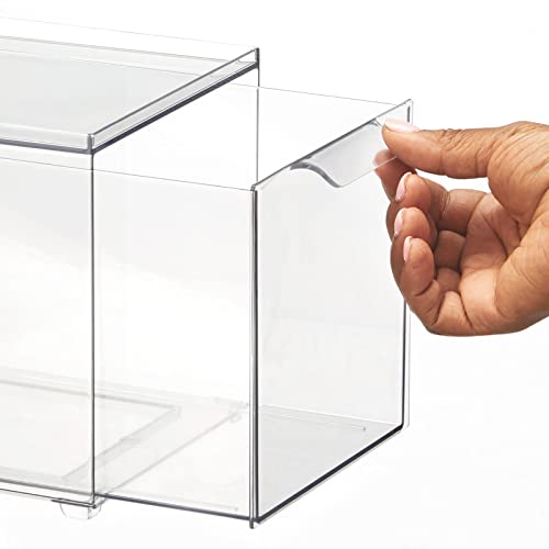 Plastic Bathroom Organizer Bin w/Pull Out Drawer - Slim Stackable Storage Container for Bathroom Accessories - Perfect for Organizing Bathroom Cabinet - Lumiere Collection - 2 Pack - Clear - view 6