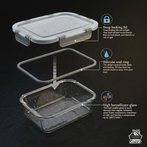 5-Piece Glass Food Storage Container Set with Airtight Lids - view 6