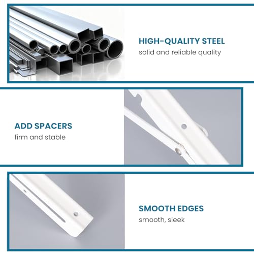 2 Pcs Folding Shelf Brackets,10 Inch White Collapsible Shelf Bracket for WorkbenchShelf Hinge Wall Mounted Space Saving DIY Bracket,with Screws. - view 5