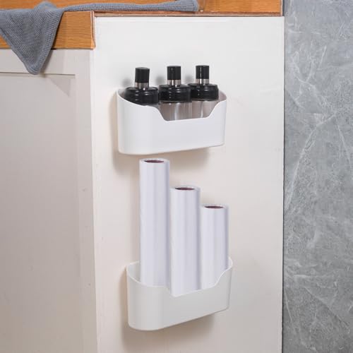 2 Pack Lid Organizers Inside Cabinet, No Drilling Adhesive Over Door Organizer, Cabinet Door Organizer Bin Holder Caddy, Over Cabinet Organizer Storage Lid Organizer for Kitchen(White) - view 5