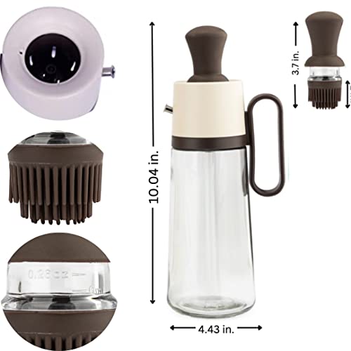 3-in-1 Olive Oil Dispenser Bottle for Kitchen with Brush and Straw Cleaner. Pour, Drizzle or Brush Vinegar, Soy Sauce and Cooking Oil Container. 18.6oz Glass Oil Cruet/Leakproof Spout (Brown) - view 5