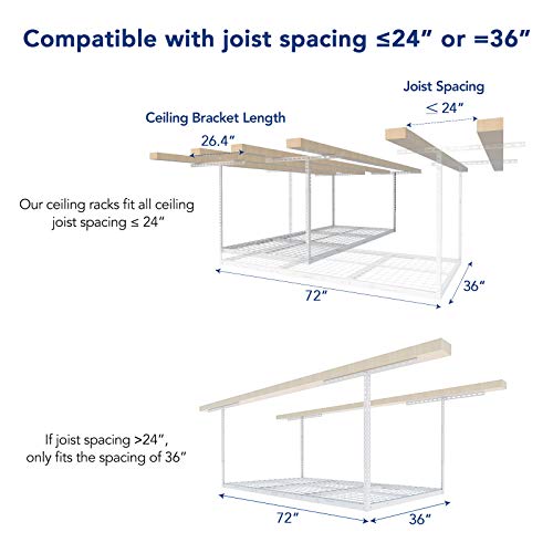 3x6 Overhead Garage Ceiling Storage Rack, 2 Pack, White - view 6