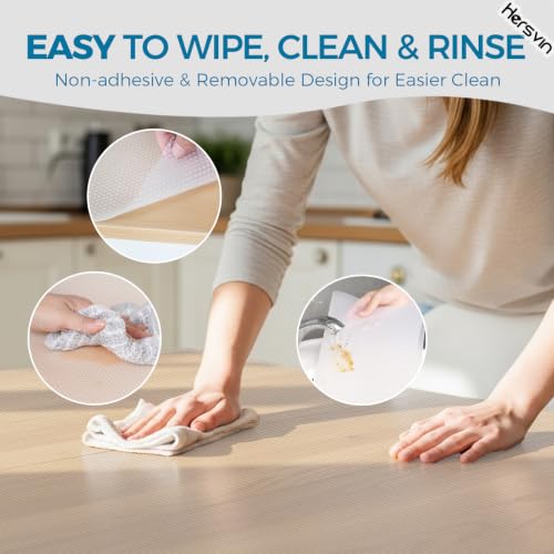 Shelf Liner, 24" x20' Non-Adhesive Drawer Liners EVA Kitchen Cupboard Cabinet Covering Undersink Mat Washable Fridge Lining Paper for Home Office (Clear/Dot) - view 6