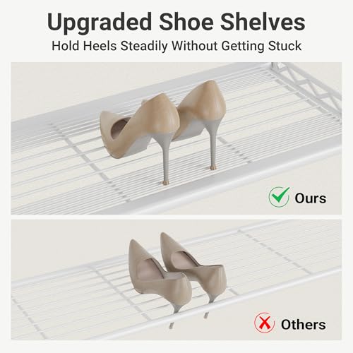 S1 8-Tier Shoe Rack, Metal Durable Heavy Duty Shoe Organizer, White - view 5