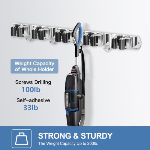2 Pack Broom Holder Wall Mount Stainless Steel Mop Organizer - view 4