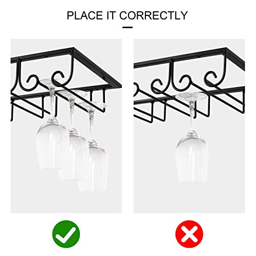 Under Cabinet Wine Glass Rack Stemware Rack, Wine Glasses Hanger Rack Wire Wine Glass Holder Storage Hanger for Cabinet Kitchen Bar (Black, 4 Rows 1 Pack) - view 5