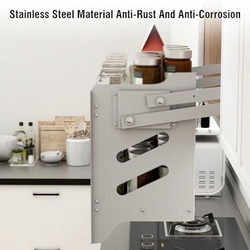 Cabinet Pull Down 2 Tier Pull Out Cabinet Organizer Pull-Down Shelves Blind Pull-Out Cutlery and Spice Rack System for Kitchen Bathroom Cabinets Load Bearing 20Kg,One Color,564x280x520mm - view 6