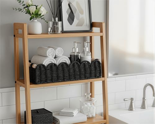 Scalloped Toilet Paper Storage Basket W/Handle for Home Decor - view 4