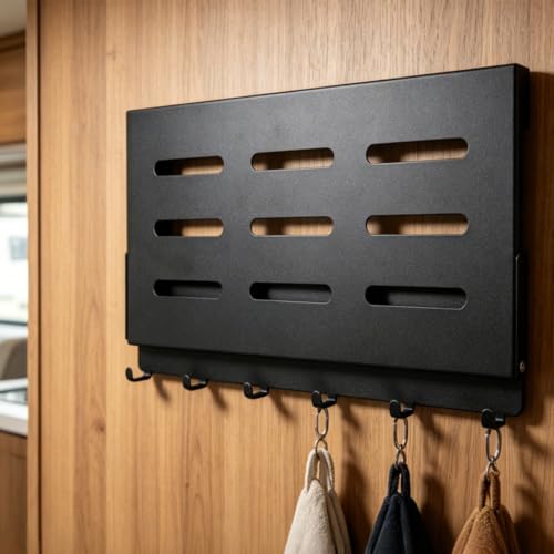 Small Folding Metal Shelf with Hooks, Fold-up Wall Shelf, 6 Hooks - view 7