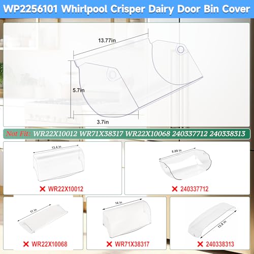 Upgraded WP2256101 Refrigerator Dairy Door Bin Cover Replacement Compatible with Whirlpool, Kenmore Refrigerator Door Shelf Replaces 2256101 Dairy Compartment Door Refrigerator Dairy Bin Cover - view 3