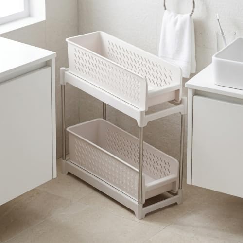 Bathroom Under-Sink Organizer, 2-Tier Pull-Out Rack, 47x16x17 cm, White - view 3