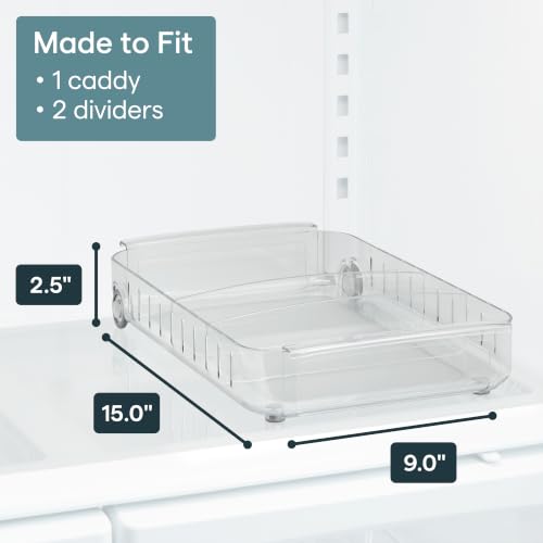 RollOut Fridge Caddy BPA-Free Clear Rolling Refrigerator Organizer Bin with Adjustable Dividers and Handles, 9" Wide - view 3