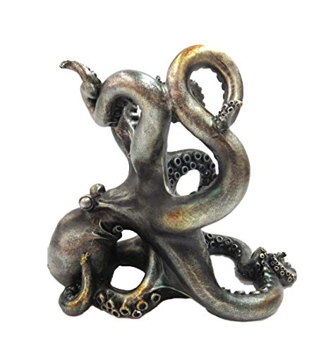 Rustic Silver Octopus Wine Holder 7.5 Inch Tall Tabletop Bar Counter Decorative Sculpture - view 2
