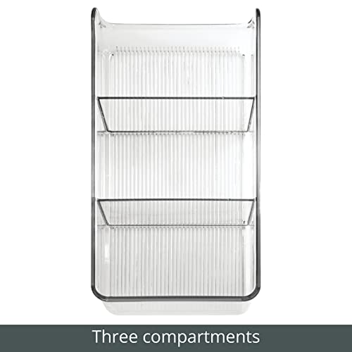 Plastic Food Storage Bin Organizer with 3 Compartments for Kitchen Cabinet, Pantry, Shelf, Drawer, Fridge, Freezer Organization - Holds Snack Bars - Ligne Collection - 4 Pack - Clear - view 3