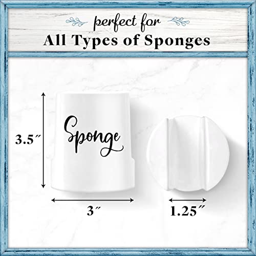 Sponge Holder for Kitchen Sink - Rustic Farmhouse Home & Kitchen Decor - White Ceramic - view 3
