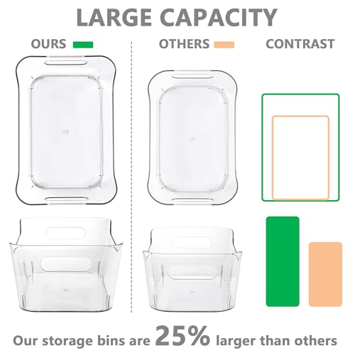 12 Pack Plastic Storage Bins, Multi-Use Organizer Bins, Pantry Organizer, Clear Storage Containers for Home, Kitchen, Office, Cabinet, Shelf and Fridge Organization - view 3