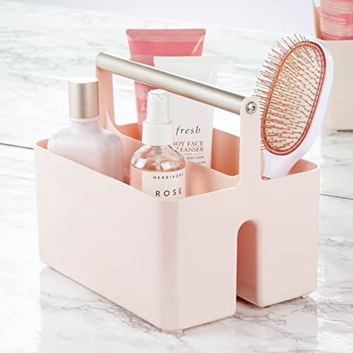 Under Sink Storage – Plastic and Metal Bathroom Caddy for Shampoo and Soaps – Portable Cosmetics Storage Organiser – Blush/Satin - view 3