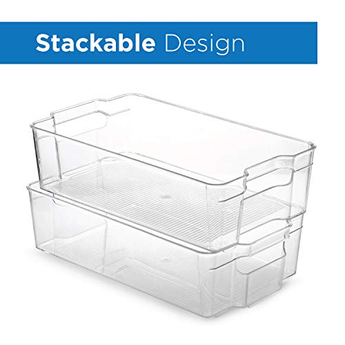 Set Of 6 Refrigerator Organizer Bins - Stackable Fridge Organizers for Freezer, Kitchen, Countertops, Cabinets - Clear Plastic Pantry Storage Racks - view 3