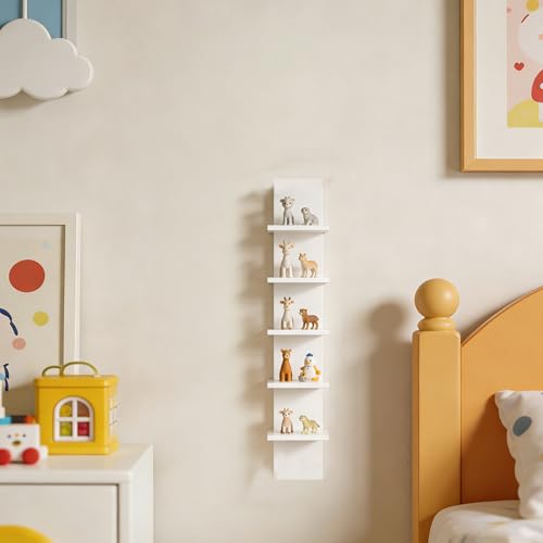5 Tier Wall Shelf Unit White Vertical Column Wall Decor Lack Floating Shelf Laminate Finish Floating Storage Organizer Compact Display Float Shelves for Bedroom Living Room - view 6