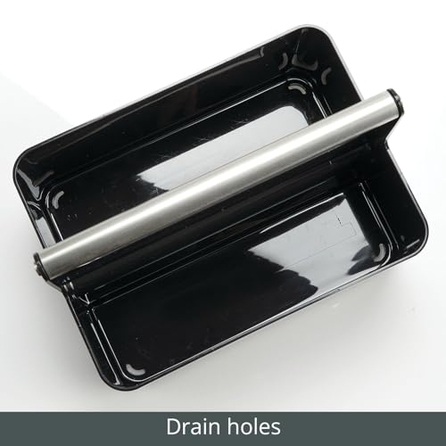 Plastic Shower Caddy Storage Organizer Utility Tote, Divided Basket Bin - Metal Handle for Bathroom, Dorm, Kitchen, Holds Soap, Shampoo, Conditioner - Aura Collection - Black/Brushed Chrome - view 4
