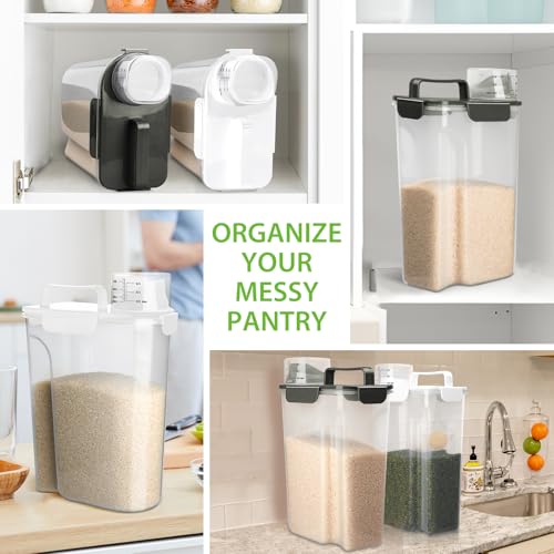 Rice Storage Container, 5 to 10lb Dry Food Airtight Dispenser, Pet Dog Cat Food Canister, BPA Free Clear Plastic Kitchen and Pantry Organization Bin for Oatmeal, Grain, Cereal, Pasta, Flour - view 6