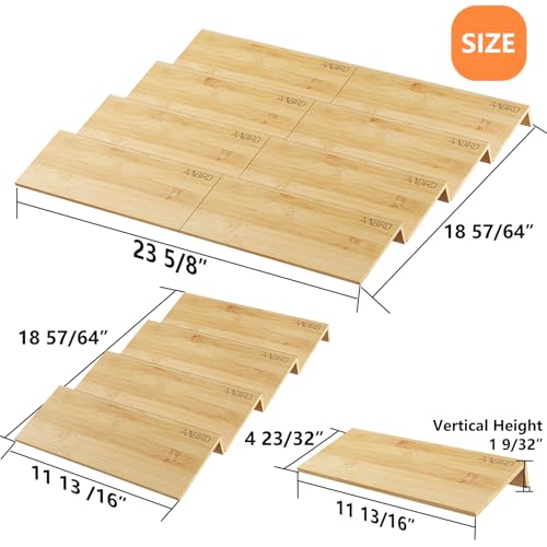 Bamboo Spice Drawer Organizer with Non-slip Mat,4 Tier - 2 Set Jar Spice Rack Tray From 12''to 24'',Hold up 48 Jars Seasoning Organizer for Kitchen,Cabinet,Drawers,Countertop - view 2