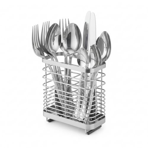 Kitchen Utensil Drying Rack, 18/8 Stainless Steel Chopsticks Spoon Fork Knife Basket Flatware Storage Drainer, Cutlery Holder for Kitchen Counter （6.1x2.95x6.5 inch）