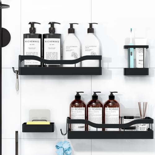 Heavy-Duty Adhesive Shower Caddy, Black Organizer