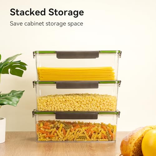 72oz Spaghetti Pasta Storage Container - Clear Plastic Noodle Holder with Airtight Lid Kitchen Pantry Food Storage Organizer for Rice Flour Cereal Oats Cracker Coffee Bean Linguini Lasagna (Square*1) - view 7