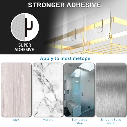 Adhesive Shower Caddy Organizer Shelves Rack - 5 Pack Corner Bathroom Storage Organization, Home & Kitchen Decor Inside RV Accessories, Hanging First Apartment Household Camper Essentials - view 4