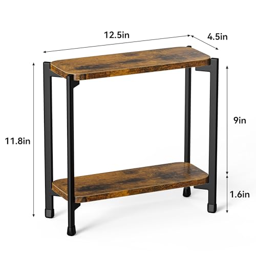 2 Tier Spice Rack Organizer for Kitchen Countertop, Wood and Metal Seasoning Shelf, Space-Saving Spice Organizer for Kitchen Counter, Coffee Bar and Dining Table, Brown - view 7