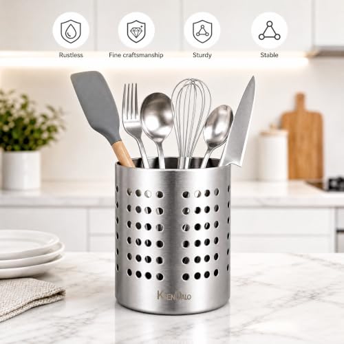 SUS304 Small Stainless Steel Utensil Holder for Countertop, Silver - view 2