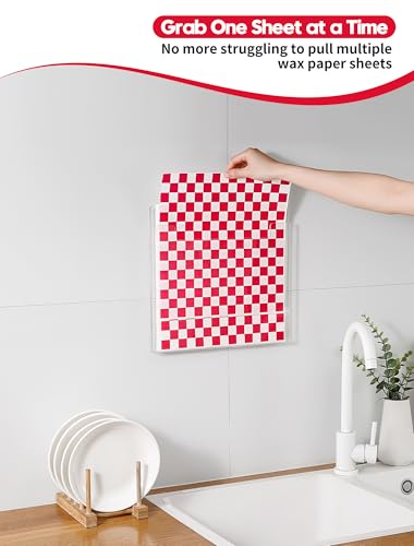 Wall-Mounted Parchment Paper Sheets Holder, Wax Paper & Deli Wraps Organizer for 10×10in/12×12in, Clear Acrylic Dispenser with Screws & Tapes for Kitchen & Bakery, Holds 100–200 Sheets - view 2