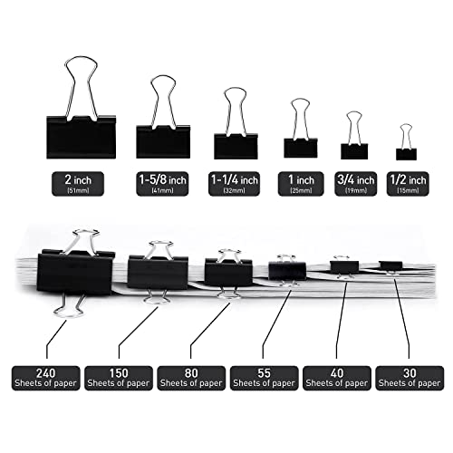 Binder Clips, 72 Pack, 1 Inch, Standard 25mm, Black, Fold Clamp, Capacity 0.47 Inch, Metal Paper Clips, Office Clips, School & Home Use - view 4