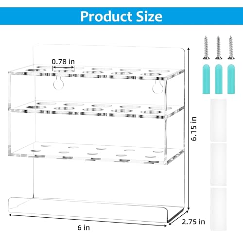 Dry Erase Marker Holder, Wall Mounted Acrylic Marker Holder with 10 Slots, Sticky Pen Storage for Classroom Organization, Office, Whiteboard, Desk Locker Organizer Accessories, Clear - view 2