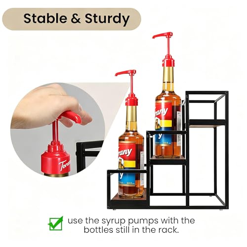 Coffee Syrup Rack Organizer 3-Tier 12 Syrup Bottles Holder Stand for Coffee Bar Station Storage Shelves for Syrup, Wine, Dressing for Kitchen Countertop - view 2