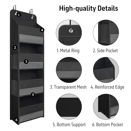 Over the Door Organizer for Bedroom Bathroom Pantry, 4 Shelf Black - view 4