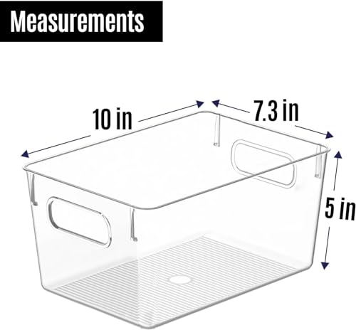 Clear Plastic Storage Bins, Pantry Organizers and Storage Containers Fridge Organizer Bins for Organizing Kitchen Cabinet Organizer Bin Bathroom Freezer Refrigerator Organization - view 2