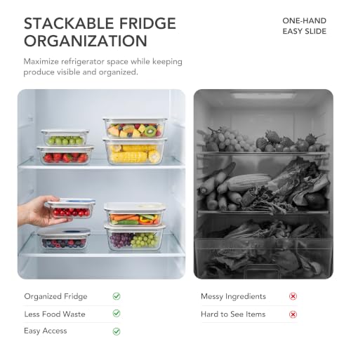 4 Set Glass Produce Containers for Fridge with Slide Lid - view 6