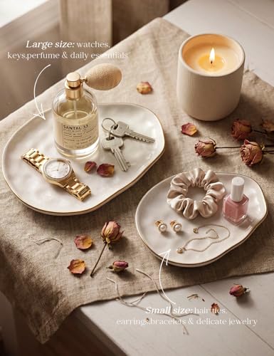 Jewelry Dish Set of 2, Large Jewelry Tray for More Jewelry Ring Dish Jewelry Bowl with Beautiful Package and Greeting Card Perfect for Birthday Gifts for Women - view 3