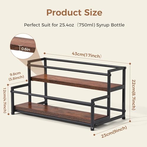 Coffee Syrup Rack Organizer, 2 Tier 10 Bottles Holder Stand for Bar - view 3