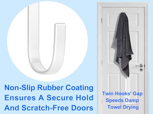 Double Over Door Steel Hooks 2 Pack Fit 1-3/8" Door 5.5" White - view 5