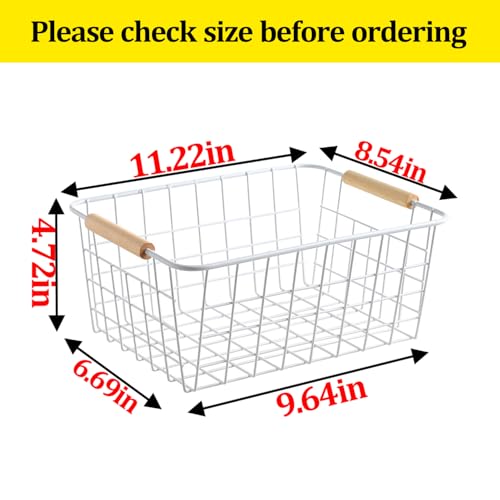 Kitchen Metal Wire Baskets Farmhouse Decor Metal Food Storage Organizer,Household Refrigerator Bin with Built-in Handles for Cabinets,Pantry,Bathroom,Black - view 2