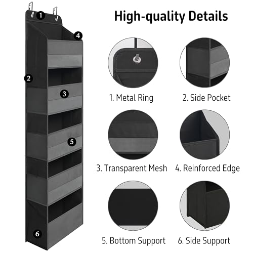 Over the Door Organizer for Bedroom Bathroom Pantry, 5 Shelf Black - view 3