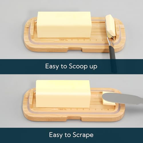 Bamboo One-handed Airtight Butter Dish with Lid for Countertop and Refrigerator Door Shelf, Butter Holder with One Press to Open/Close Latching Buckle for West/East Coast Butter - view 5
