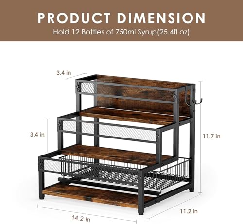 3 Tier Coffee Syrup Rack Organizer 12 Water Bottles Holder Stand - view 3