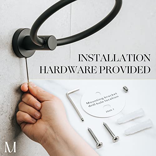 2 PCS Matte Black Bathroom Hardware Set - Hand Towel Holder for Bathroom Wall + Black Toilet Paper Holder Wall Mount | Towel Holder Hanger Rack Stainless Steel Bathroom Set - Towel Rack - view 3