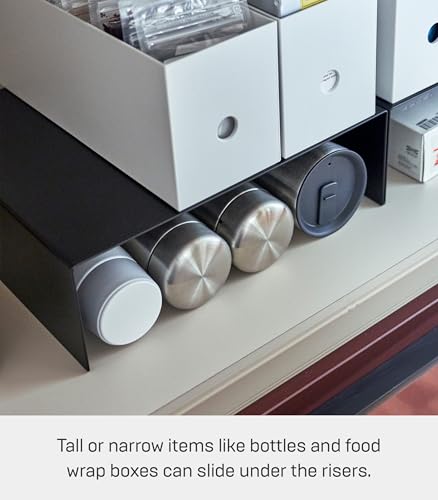 YAMAZAKI Home Tower Steel Under Cabinet Bottom Shelf Storage Organizer, Set of 2 Dish Riser for Under Sink Or Kitchen Pantry Or Counter - Steel - view 3
