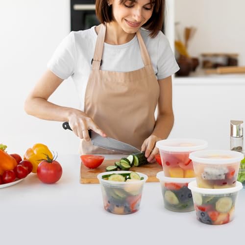 Deli Containers with Lids 16 oz - Disposable Soup Containers with Lids 48 Sets - Plastic Containers with Lid, Food Storage Containers with Lids, BPA Free/Microwave/Freezer/Dishwasher Safe - view 6