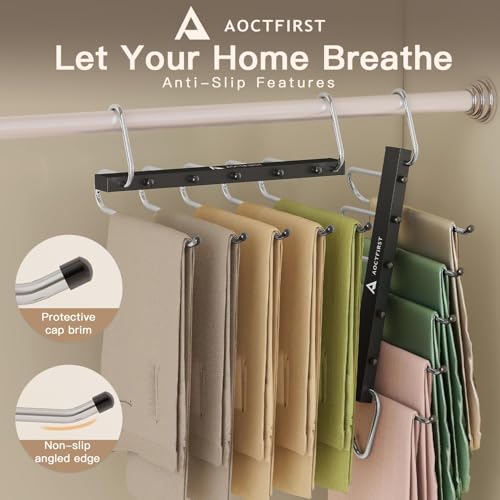 6 Pack Pants Hangers Space Saving,Closet Hanger Space Saver,Black - view 6